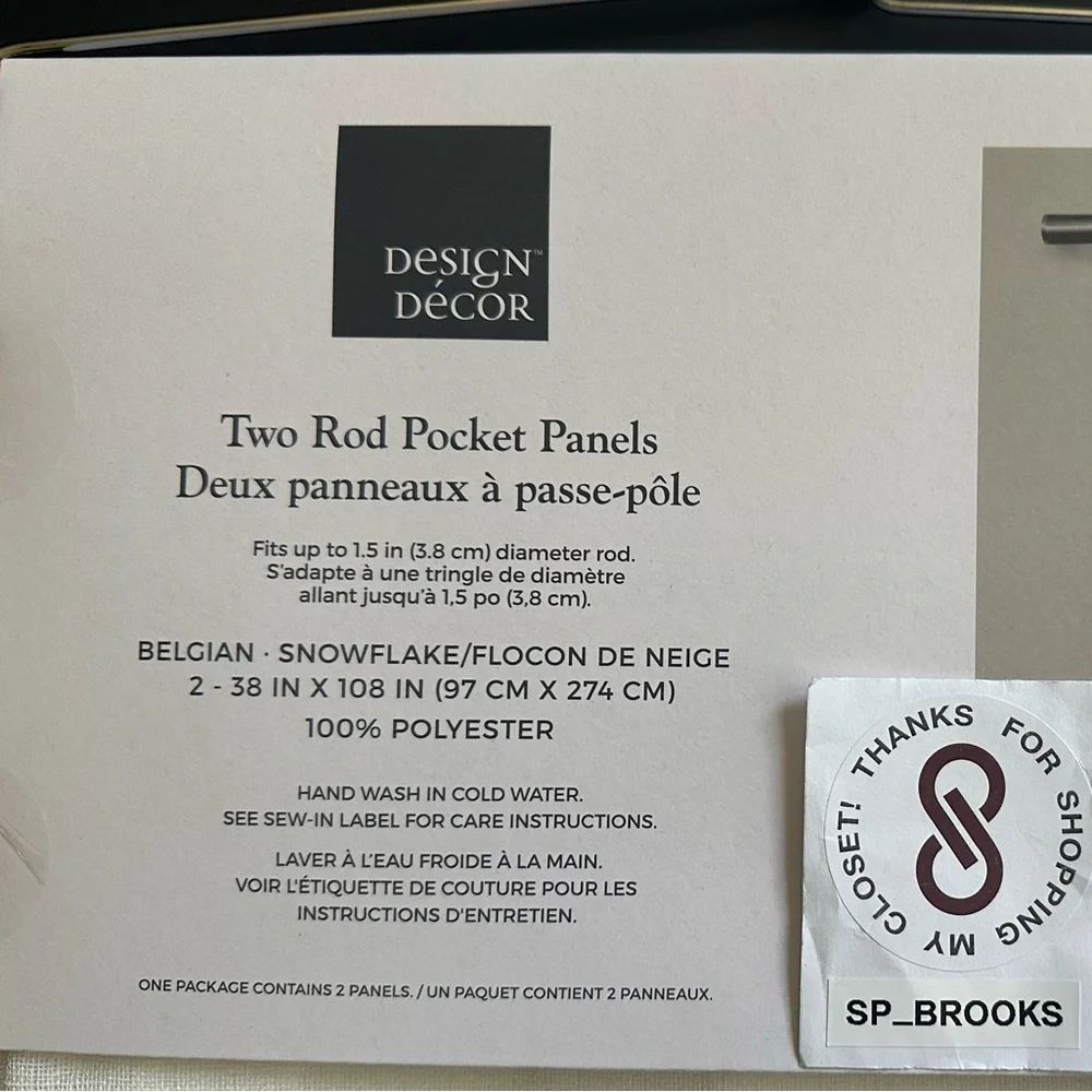 🎁Design Decor 2 Rod Pocket Panels - 38” x 108” - Belgian Snowflake - DD169E